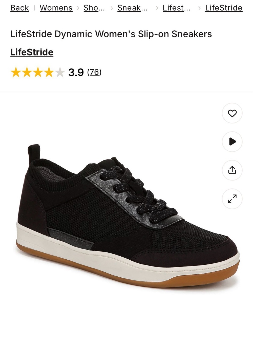 Life Stride Kids Black Knit Slip-On Sneaker with Gum Sole
